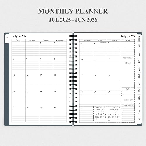 Miniatura 3 de Agenda 2025-2026, agenda mensual desde julio de 2025 a junio de 2026, agenda con cubierta de polipropileno resistente, agenda semanal 2025, pestañas