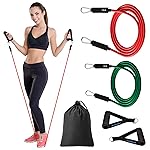 Brebebe Resistance Bands with Handles for Working Out, Natural Latex Exercise Bands Home Gym Equipment, Workout Bands Resistance Tubes for Fitness, Strength Training, Shape Body, Physical Therapy