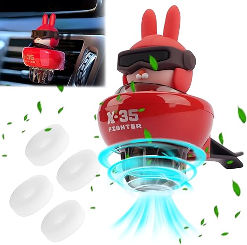 Miniatura 10 de Jimtyee Ambientador de aire para coche, lindo conejo de dibujos animados, difusor de coche, salida de aire automotriz, decoración creativa de