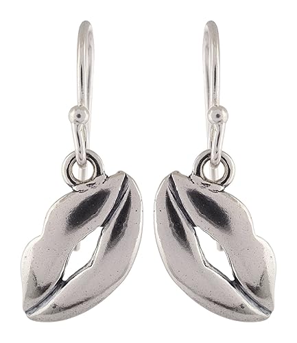 925 Sterling Silver Oxidised Finish Lips Earring for Women