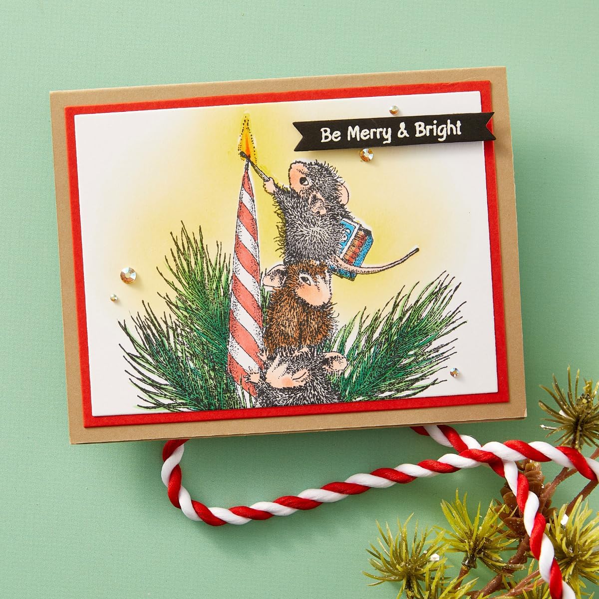 Spellbinders RSC-036 Holiday Glow Cling Rubber Stamp Set from The House-Mouse Holiday Friends Collection