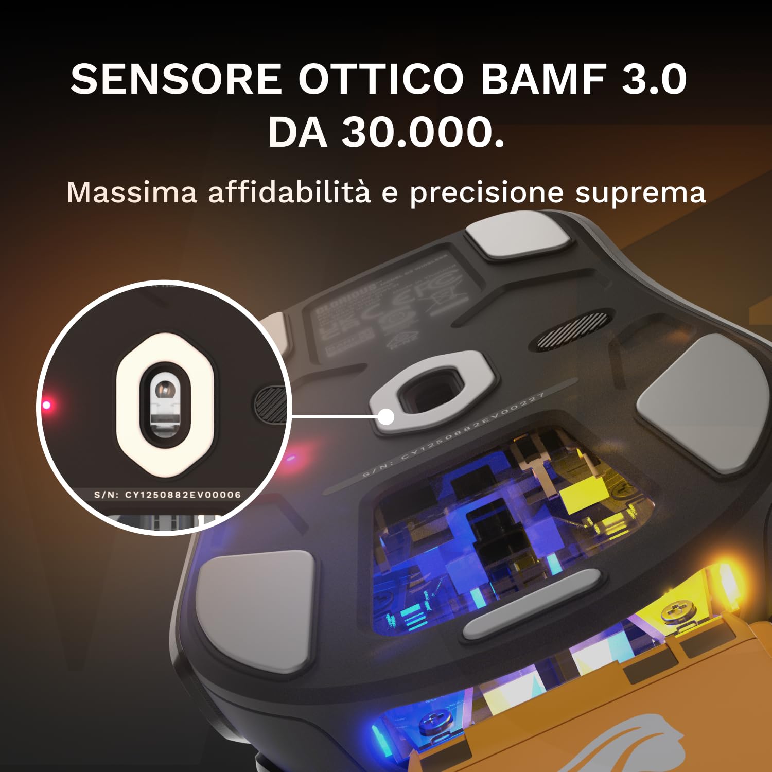 GLORIOUS Gaming - Model O3 Mouse da Gaming Wireless: batterie sostituibili InfinitePlay, Polling da 8k, Switch ottici da 130 Milioni di clic, Ultraleggero (66 g), sensore Ottico 30K DPI, RGB - Nero