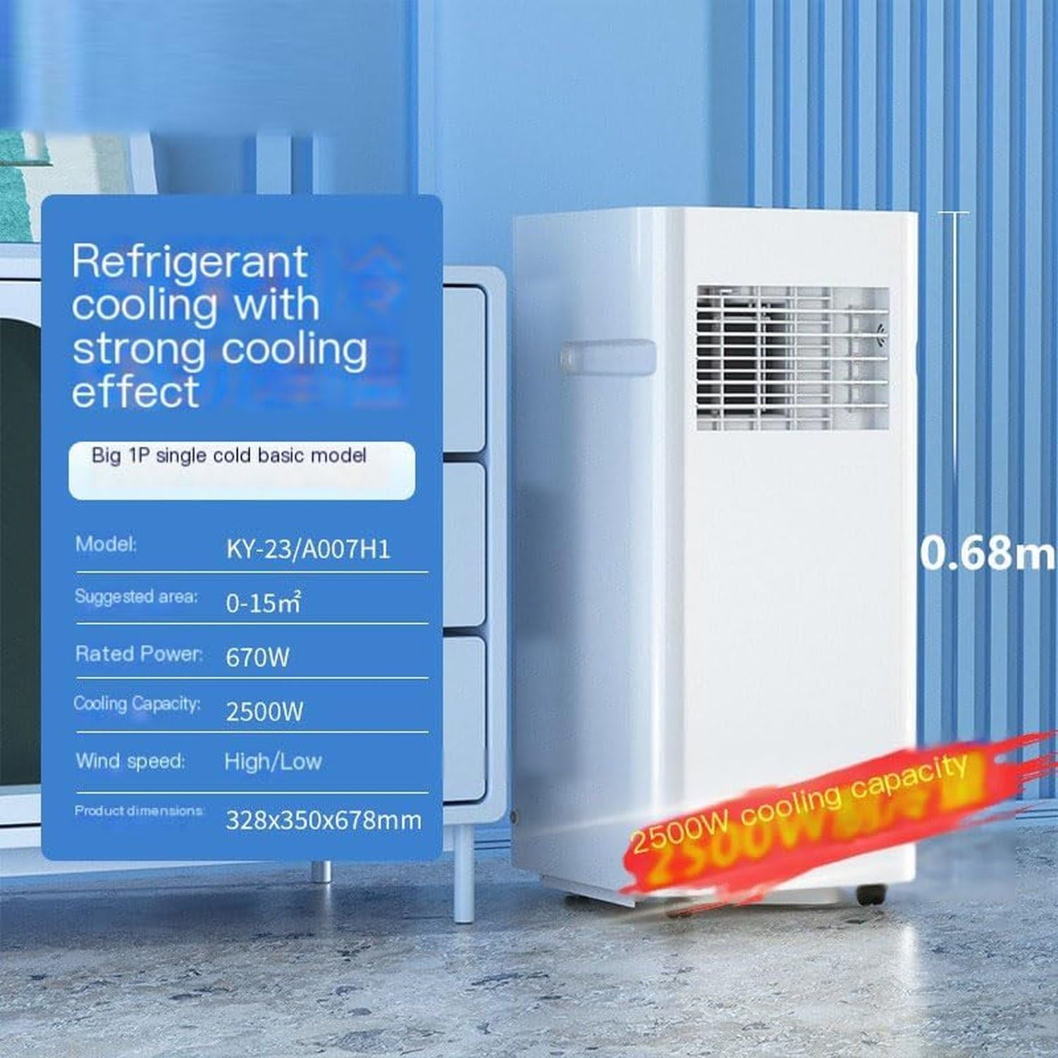 Aire Acondicionado Portátil 15000 BTU con Ruedas, Enfriador de Interior Multimodo para Ventana, Control Remoto con Ajuste de Temperatura, Deshumidificación, Kit, Style 4, 10000 BTU