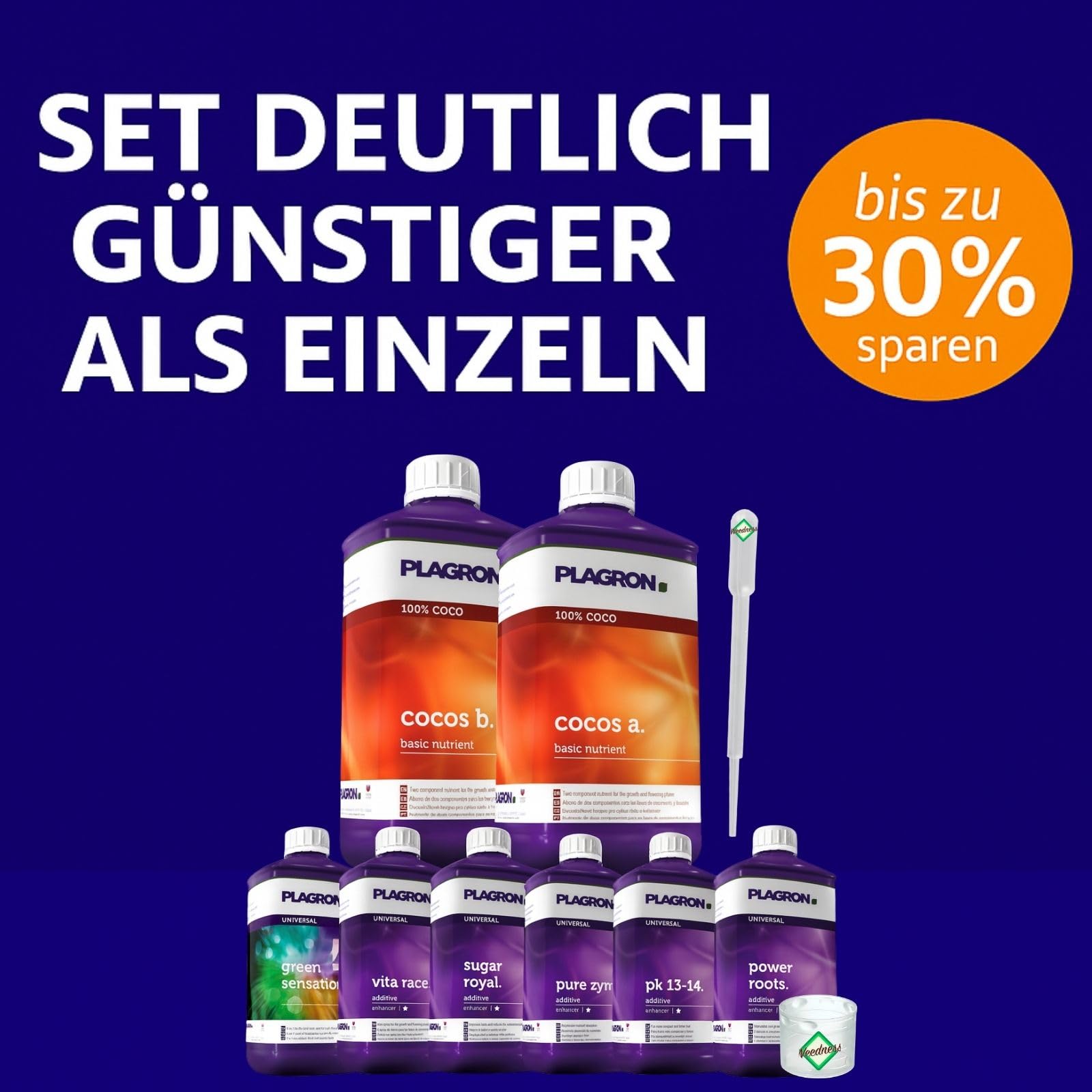 Weedness Plagron Coco Dünger Set Medium - Grow Anbau Indoor Outdoor Bio Dünger NPK Mineralisch Flüssig