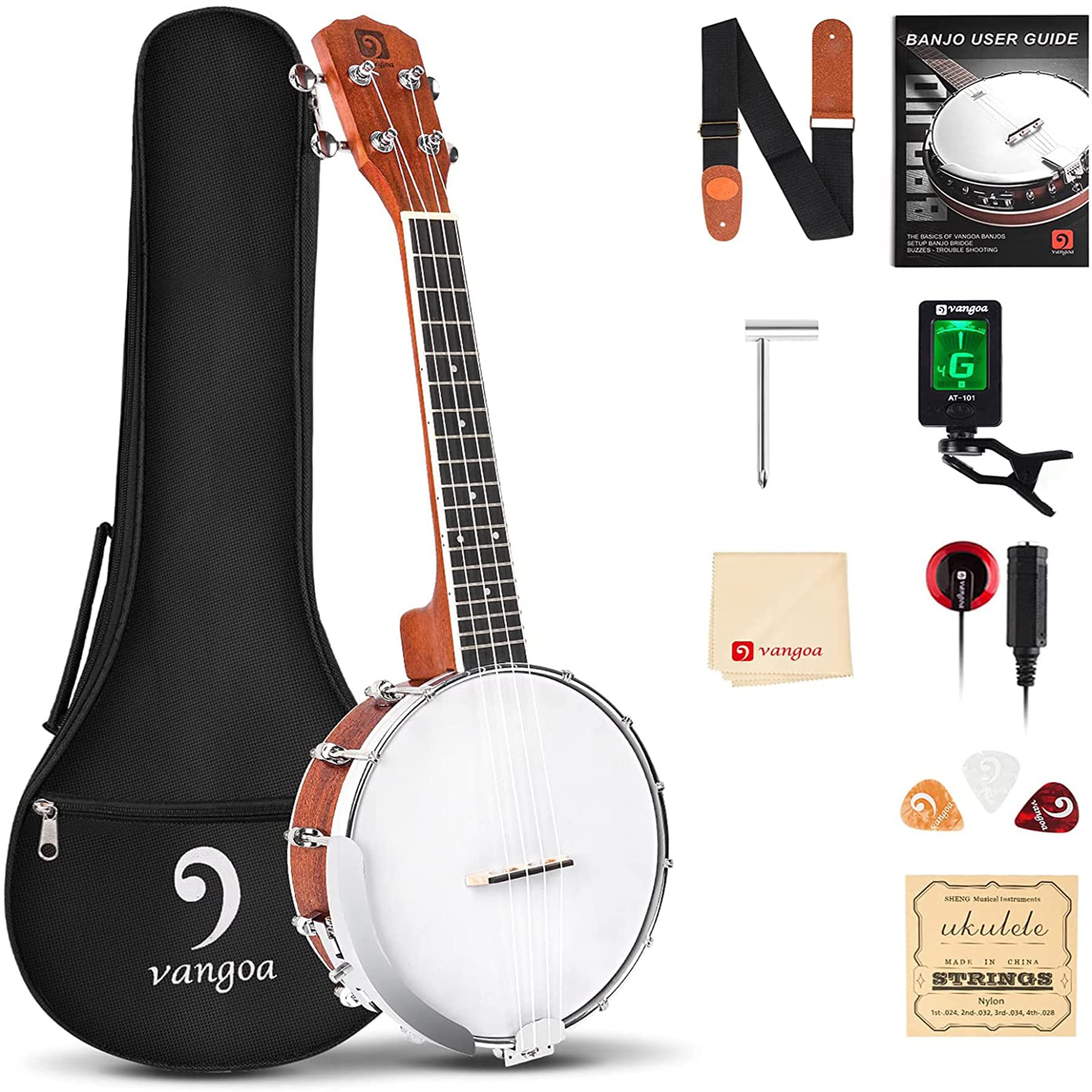 Vangoa Banjolele Concert Banjo Ukulele 4 String 23 Inch Travel Banjo  Portable Kit for Beginners with Extra Strings Strap Pick-up Picks Tuner and  Carry Case: Buy Online in INDIA at desertcart