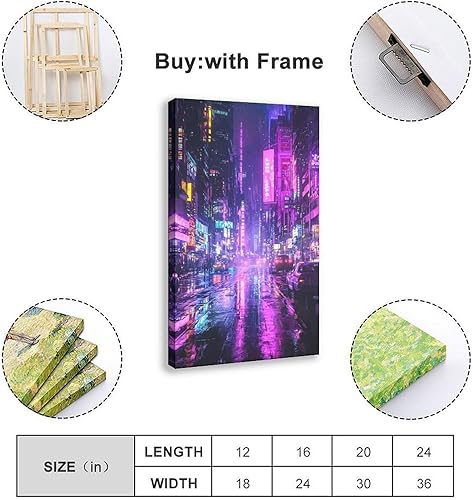 Miniatura 2 de XAHOR Cyberpunk Cityscape Wall Art  Retro Futuristic Neon Night Print  Vibrant Sci-Fi Urban Canvas Decor Poster for Room Aesthetics Canvas Wall Art