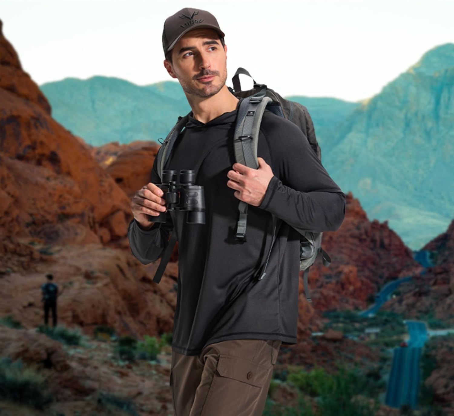 LOOGU Men's UPF 50+ Sun Protection Hoodie Shirt Long Sleeve Rash Guard SPF T-Shirts for Fishing Hiking - Image 3