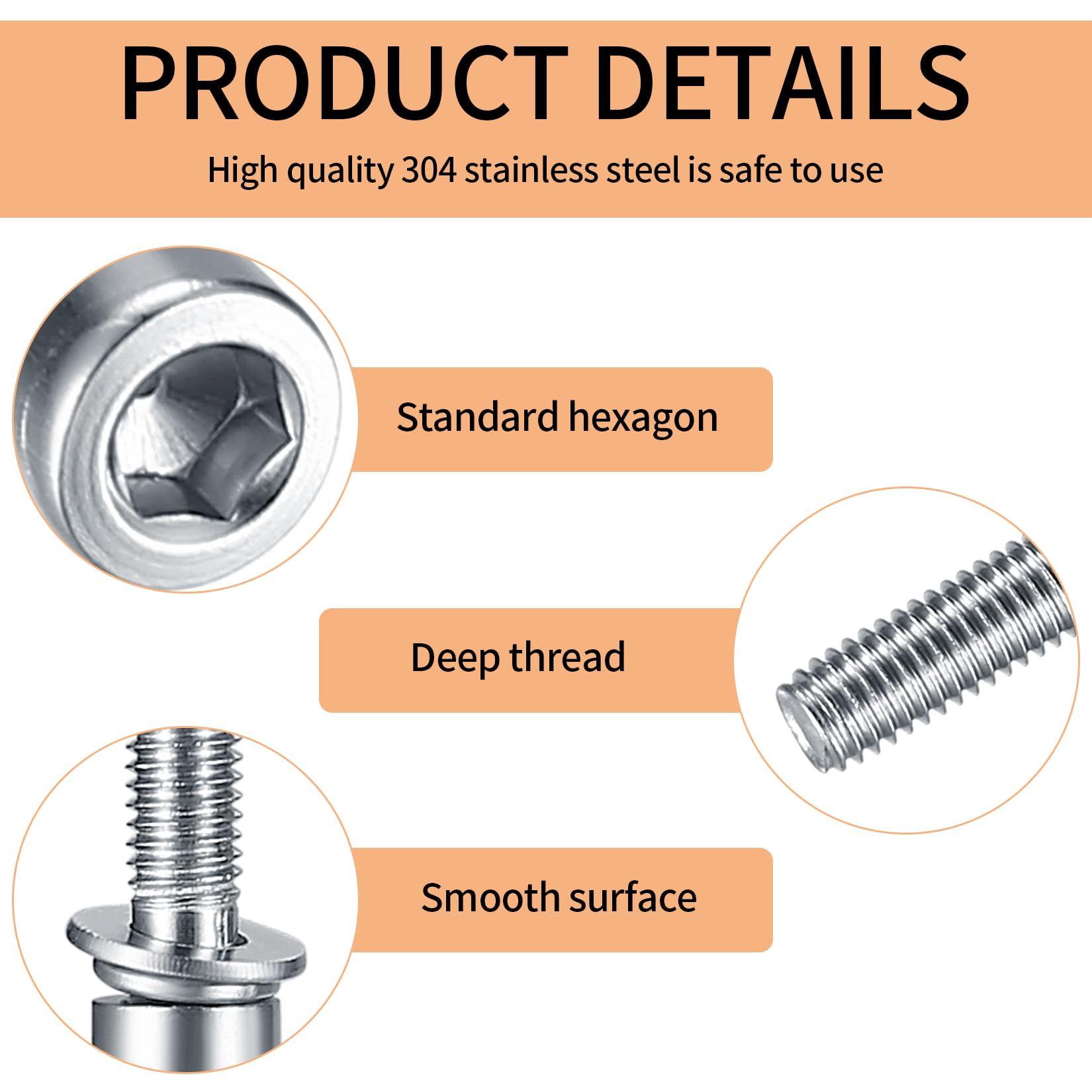 M3 M4 M5 Bolts and Nuts set, 270 Pcs Hex Socket Head Cap Screws Nuts and Bolts with Washers Kit - Image 3