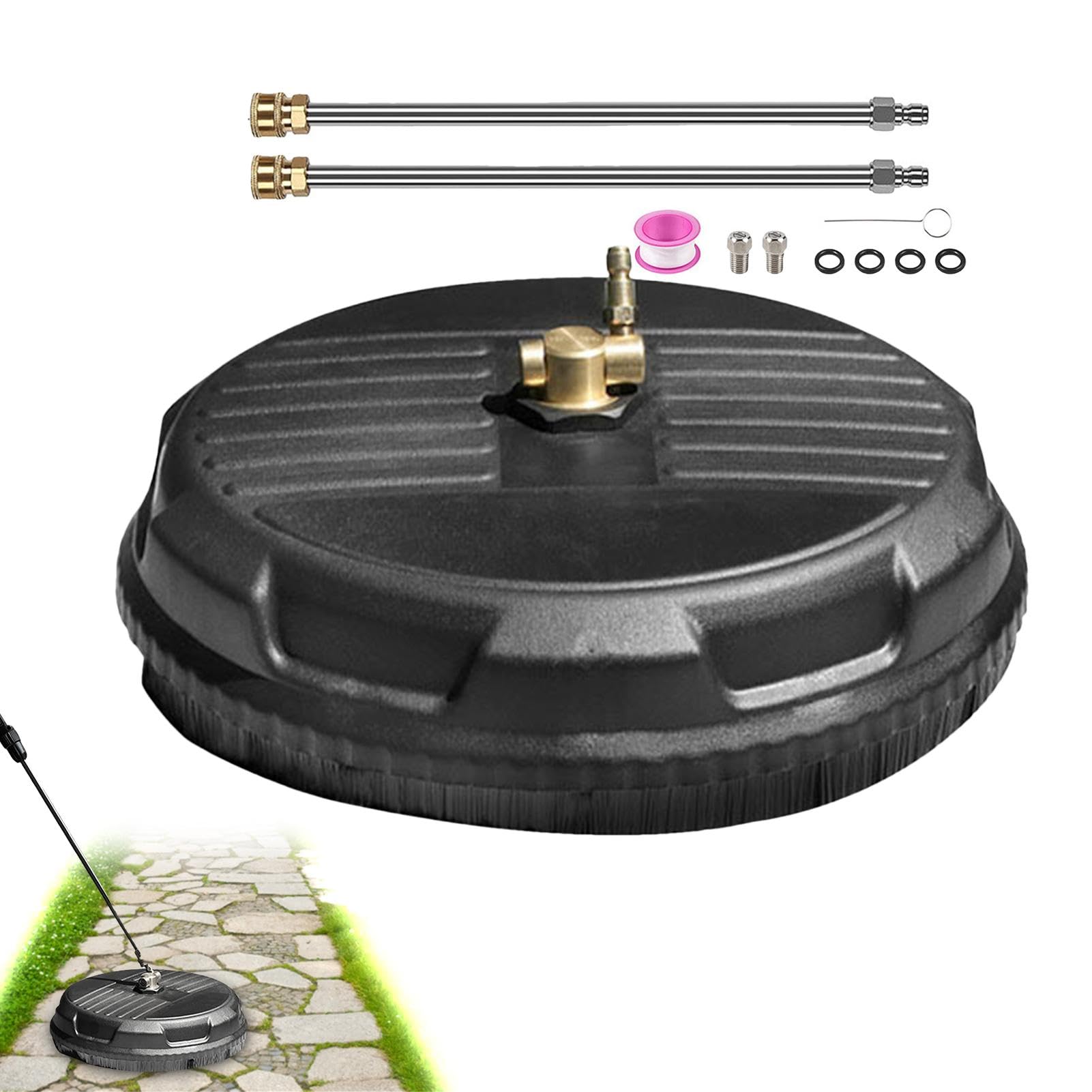 Limpiador de Suelo de Alta presión, Accesorio de Alta presión, Limpiador de Suelo de Alto Rendimiento de 15 Pulgadas, Acoplamiento rápido de 1/4 Pulgadas, Potente Limpieza para aceras, Piscinas | de Suelo de Alto Rendimiento de 15 Pulgadas, Acoplamiento r