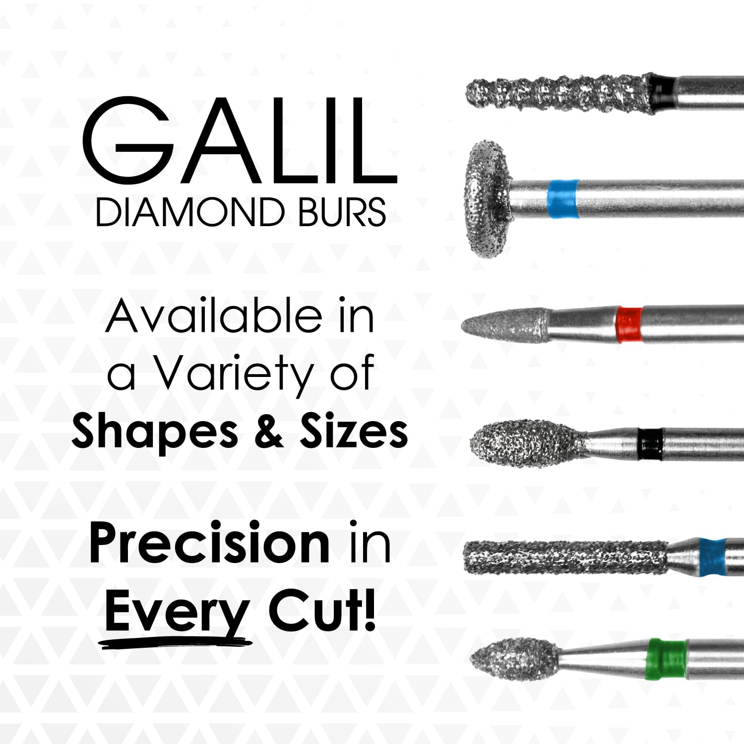 Medidenta Galil Diamond Multi-Use Dental Bur - Round End Taper Shape Super Coarse Grit 856-021SC, FG Shank, 2.1mm Head Diameter, High-Speed Cutting for Crown Prep & Chamfer Margins (10 Pack)