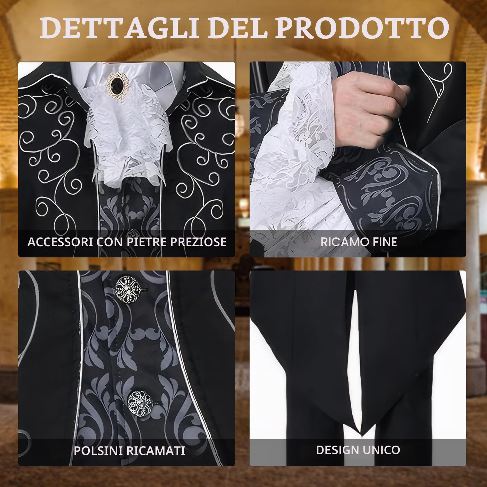 Costume medievale da uomo: giacca steampunk, cappotto gotico, frac vittoriano da uomo, costume da pirata per Halloween, vampiro, cosplay