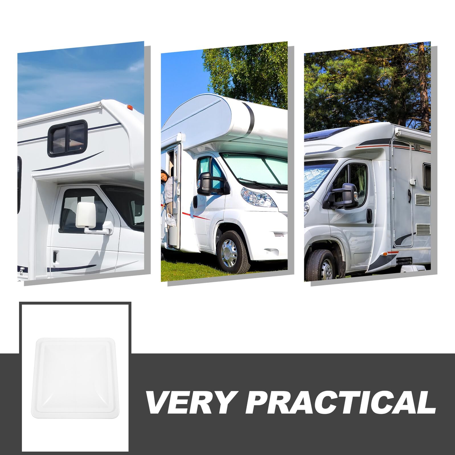 Yardwe Copertura Ventilazione Bianca per Tetto Camper 14x14 Pollici, Materiale Plastico Resistente, Isolamento Termico ed Efficiente Ventilazione per Bagno Rv Moderna