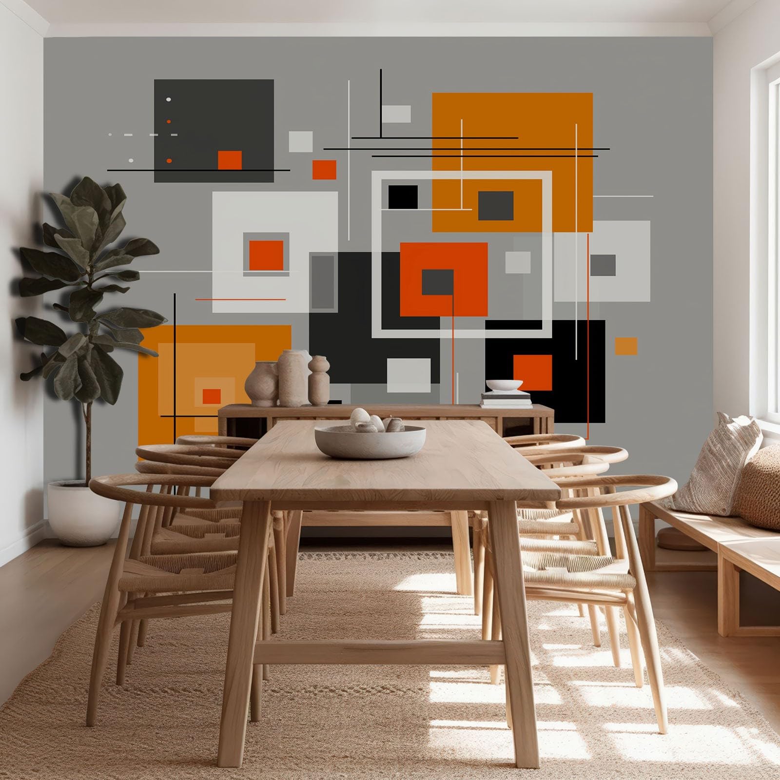 Fototapeta 3D, geometria prostokąta, linie, 300 x 210 cm, tapeta z włókniny, fototapeta, tapeta ścienna, sypialnia, salon, pokój dziecięcy, nowoczesna dekoracja ścienna