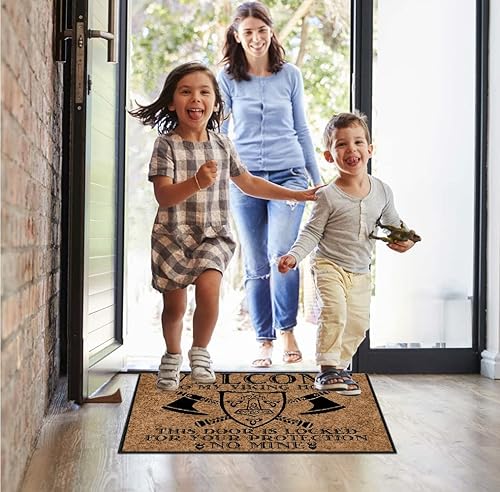 Miniatura 5 de Tapete divertido para puerta delantera, para exteriores, Welcome to My Viking Home, This Door is Locked for Your Protection No Mine Outdoor Funny