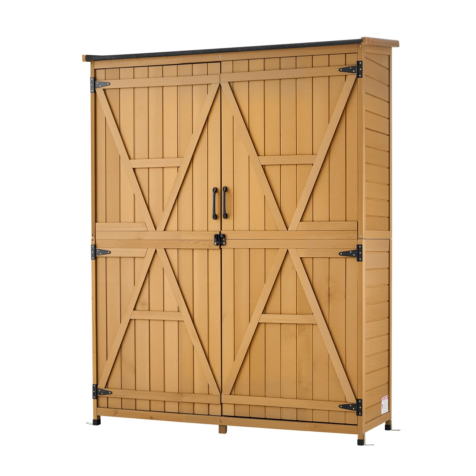 VEVOR Cobertizo de Jardín para Almacenamiento Caseta de Madera de Exterior, con Tejado Inclinado Puerta con Cerrojo Estantes, a Prueba de Lluvia, Armario para Herramientas en Jardín Patio Terraza