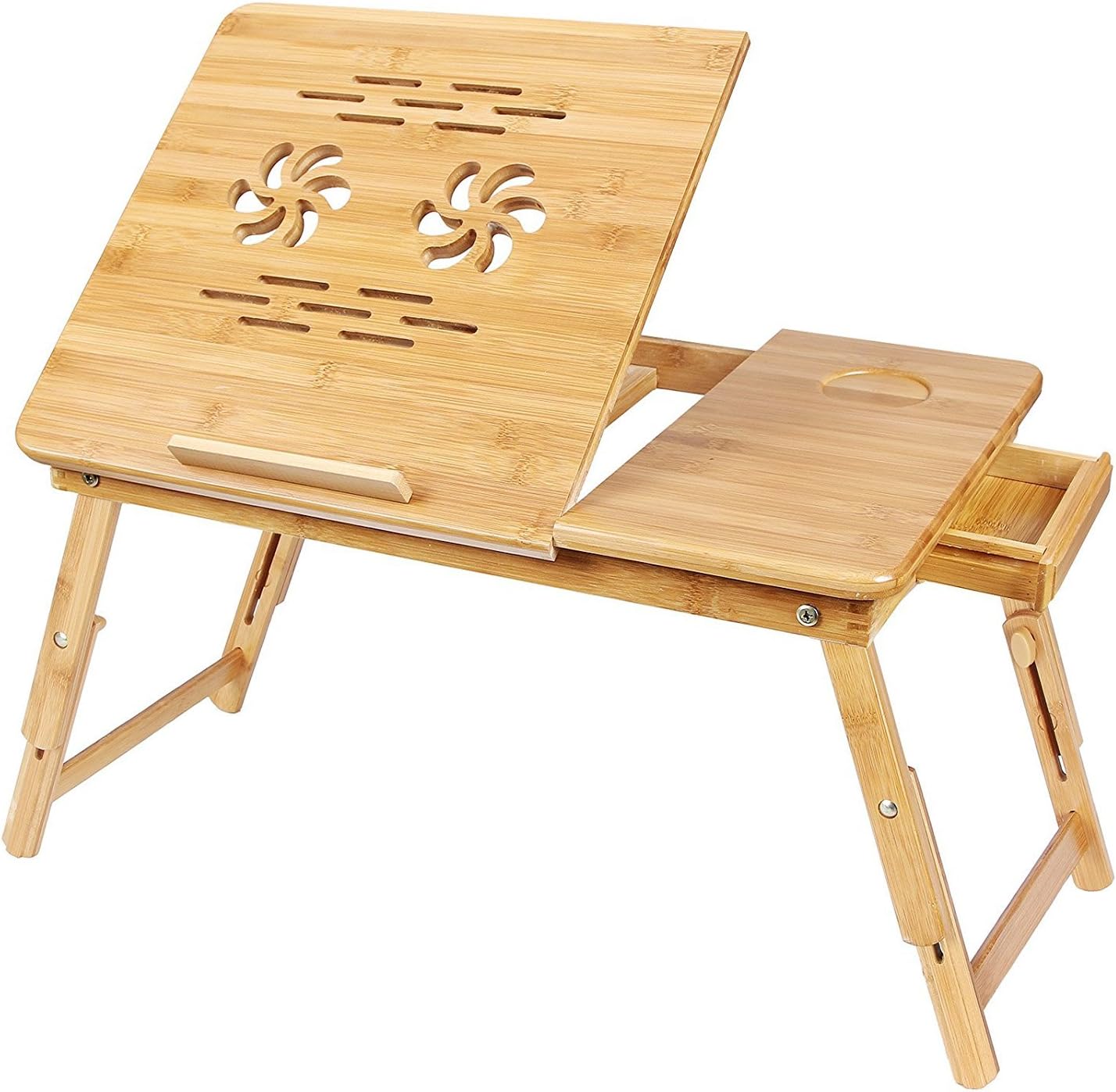 Qualimate Portable Foldable Wooden Laptop Stand lapdesk Notebook e-Table for MacBook