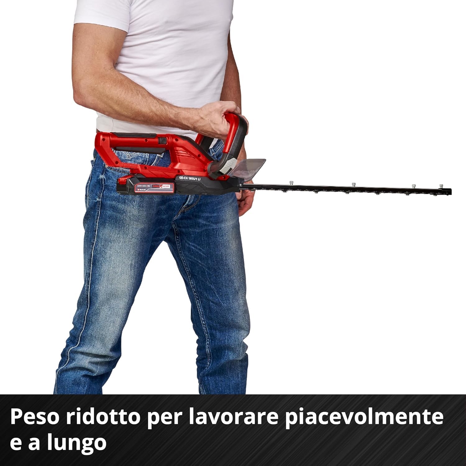 Einhell Tagliasiepi a batteria GC-CH 1855/1 Li Kit Power X-Change (18 V, 55 cm lunghezza di taglio, 18 mm distanza tra i denti, maniglia girevole, incl. 2,5 Ah batteria e caricabatteria)