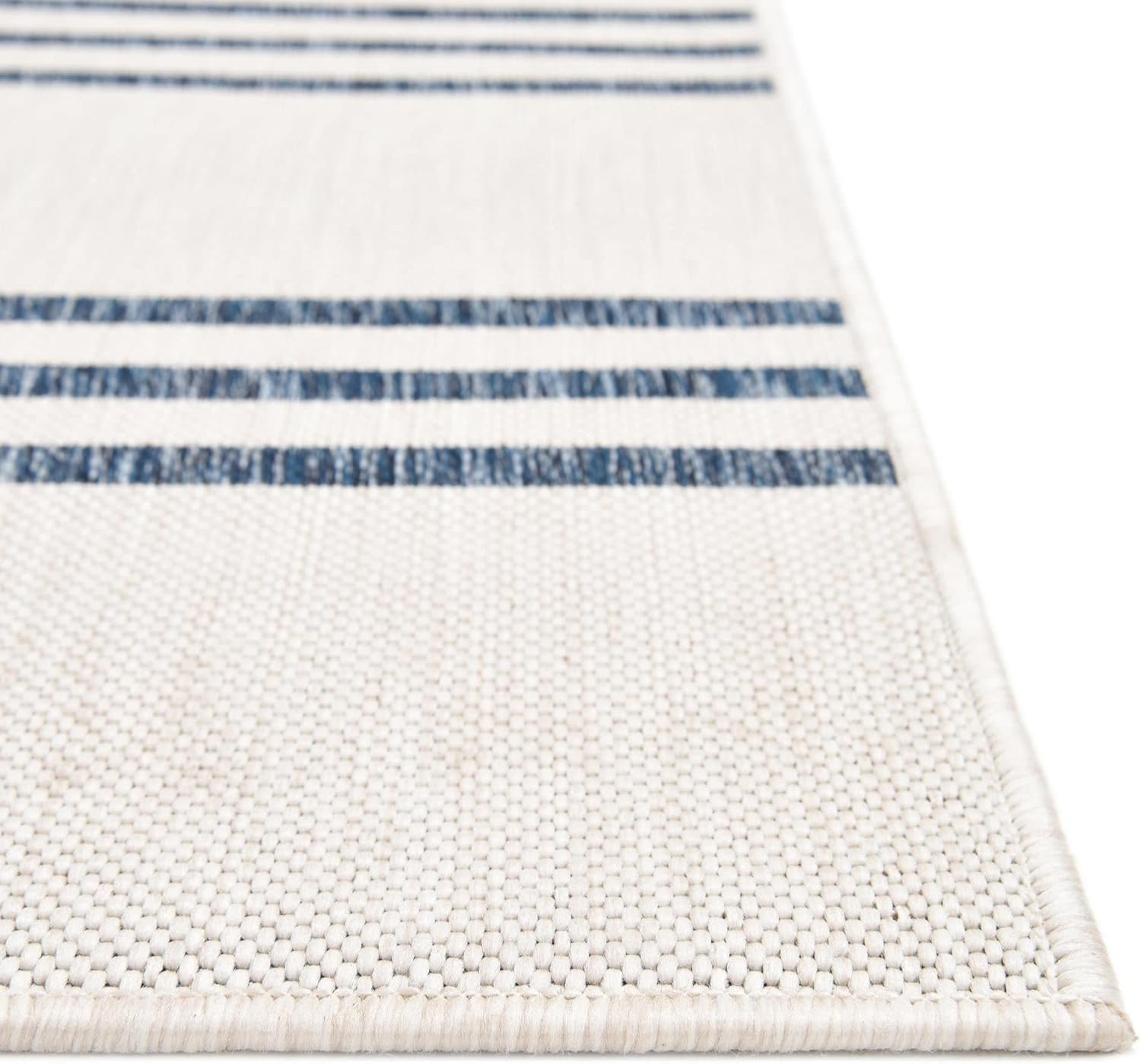Rugs.com Jill Zarin Outdoor Collection Rug – 2' x 8' Runner Ivory Flatweave Rug Perfect for Hallways, Entryways
