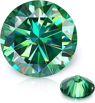 Naturally Green Moissanite Loose Stones Lab Diamond VVS1 Clarity 3Excellent Round Cut Simulated Diamond Gemstones for Ring Stud Earring Pendant Jewelry Making Gifts