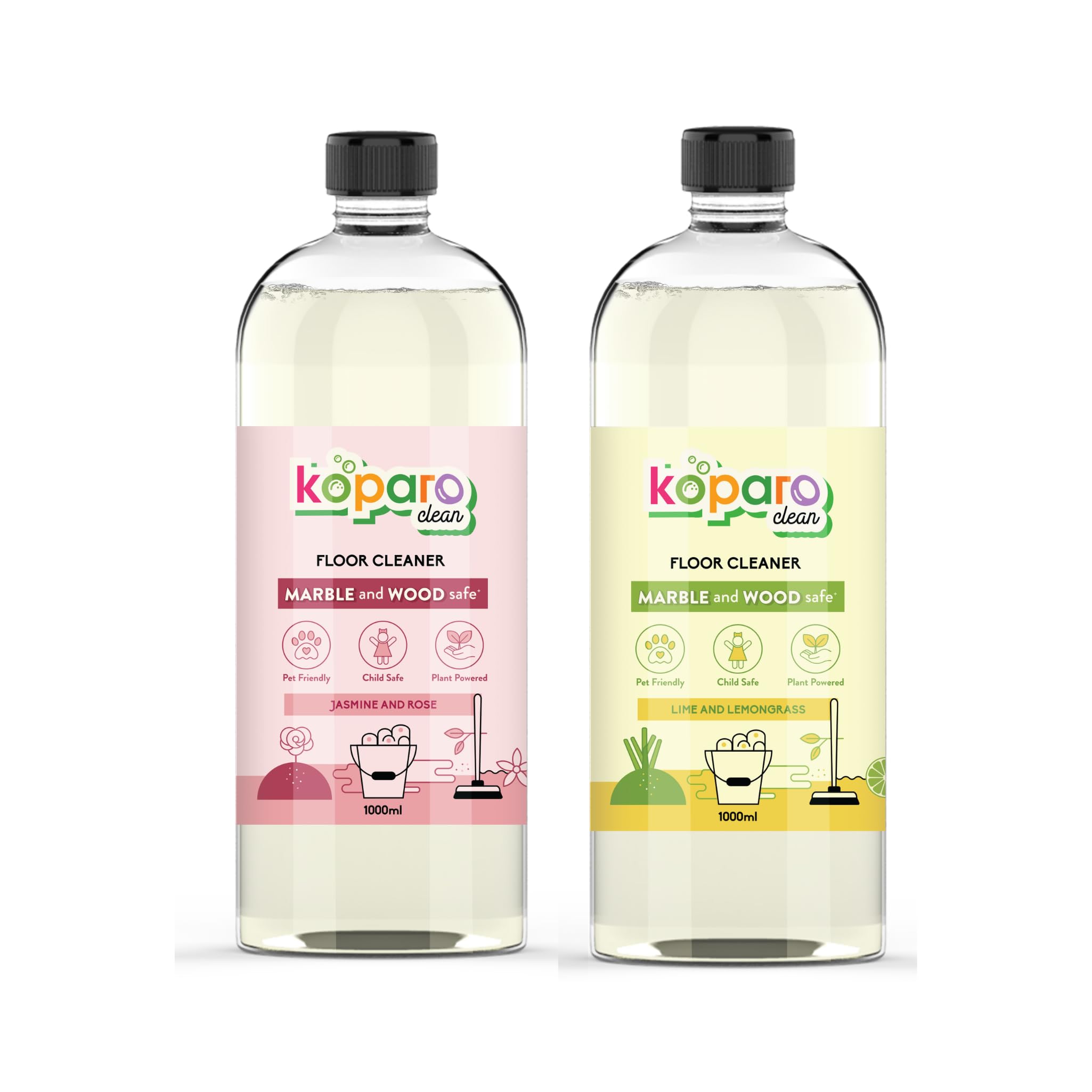 Koparo Natural Floor Cleaner Liquid | Jasmine and Lime Combo | 1 Litre Each | Eco Friendly, Organic & Non-Toxic | Skin Safe, Baby Safe & Pet Friendly (B0BD8MX8YP) Amazon Price History, Amazon Price Tracker