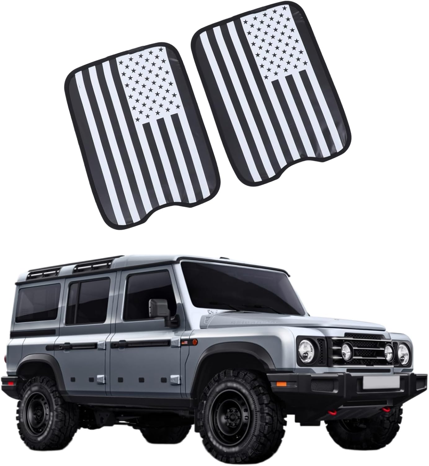 2PCS Sunroofs Sun Shade Compatible with INEOS Grenadier 2022-2025 Folding Sunroof Glass Roof Sunshade Sun Protection UV Protection Roof Glass Sunshade (US Flag)