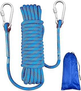 Cuerda Escalada, 10M Cuerda de Escalada para Exteriores, Cuerda de Seguridad Escalada, Cuerda de Rescate, con 2 Mosquetones Adecuado para Espeleología Camping Senderismo(10 mm de Diámetro)