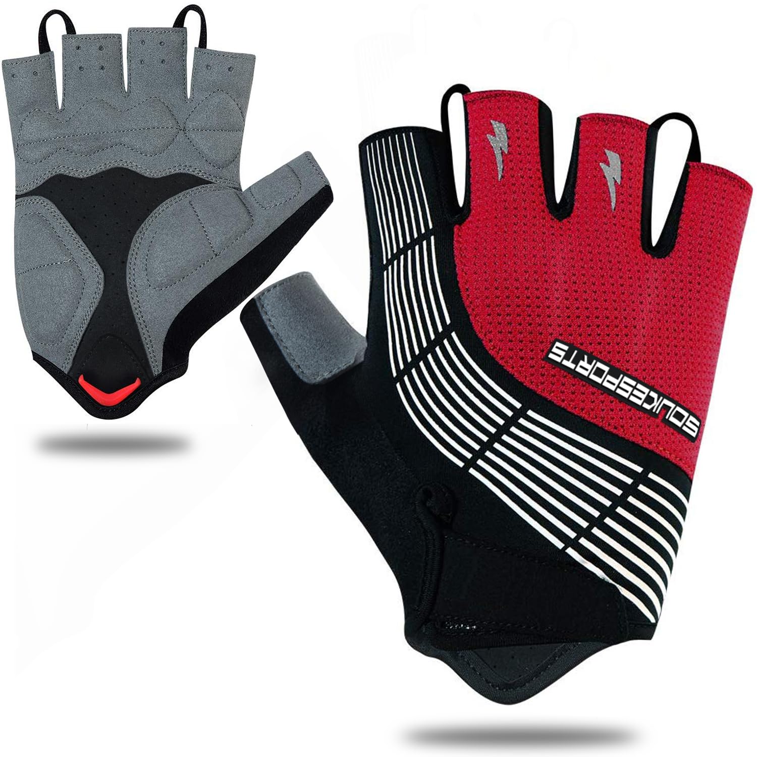 Cycling Bike Gloves Padded Half Finger Bicycle Gloves Shock-Absorbing Anti-Slip Breathable MTB Road Biking Gloves for Men/Women