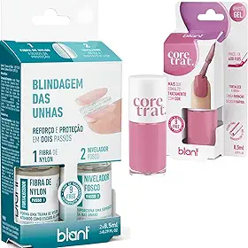 Kit Blindagem Das Unha Blant + Esmalte Tratamento Cor Rosa - Incolor