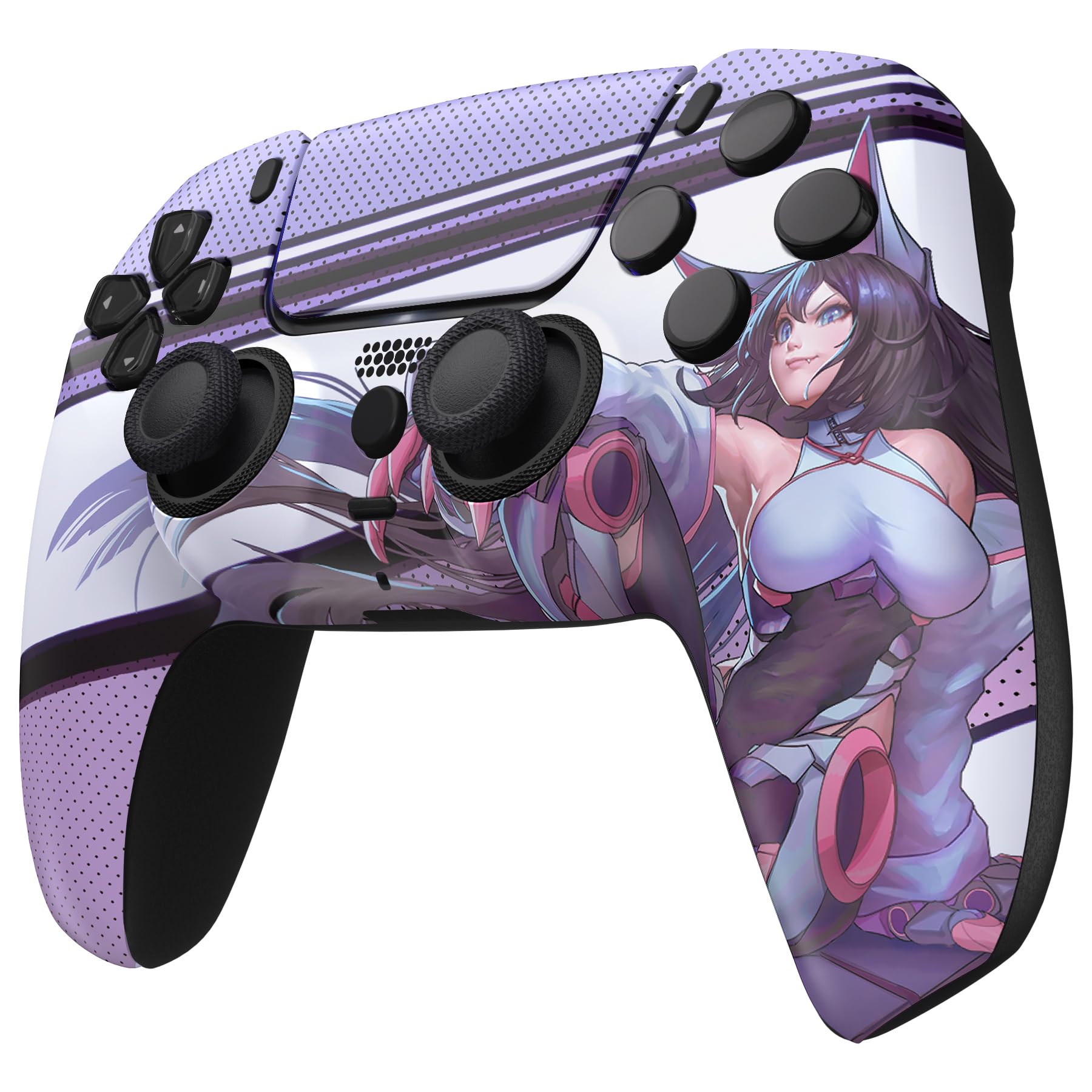 eXtremeRate Luna Cover per ps5 Controller Joystick,Shell Frontale Touchpad Ricambio,Scocca Ridisegnata&Anelli per ps5 Joypad BDM 010/020/030/040/050-Neko Mecha