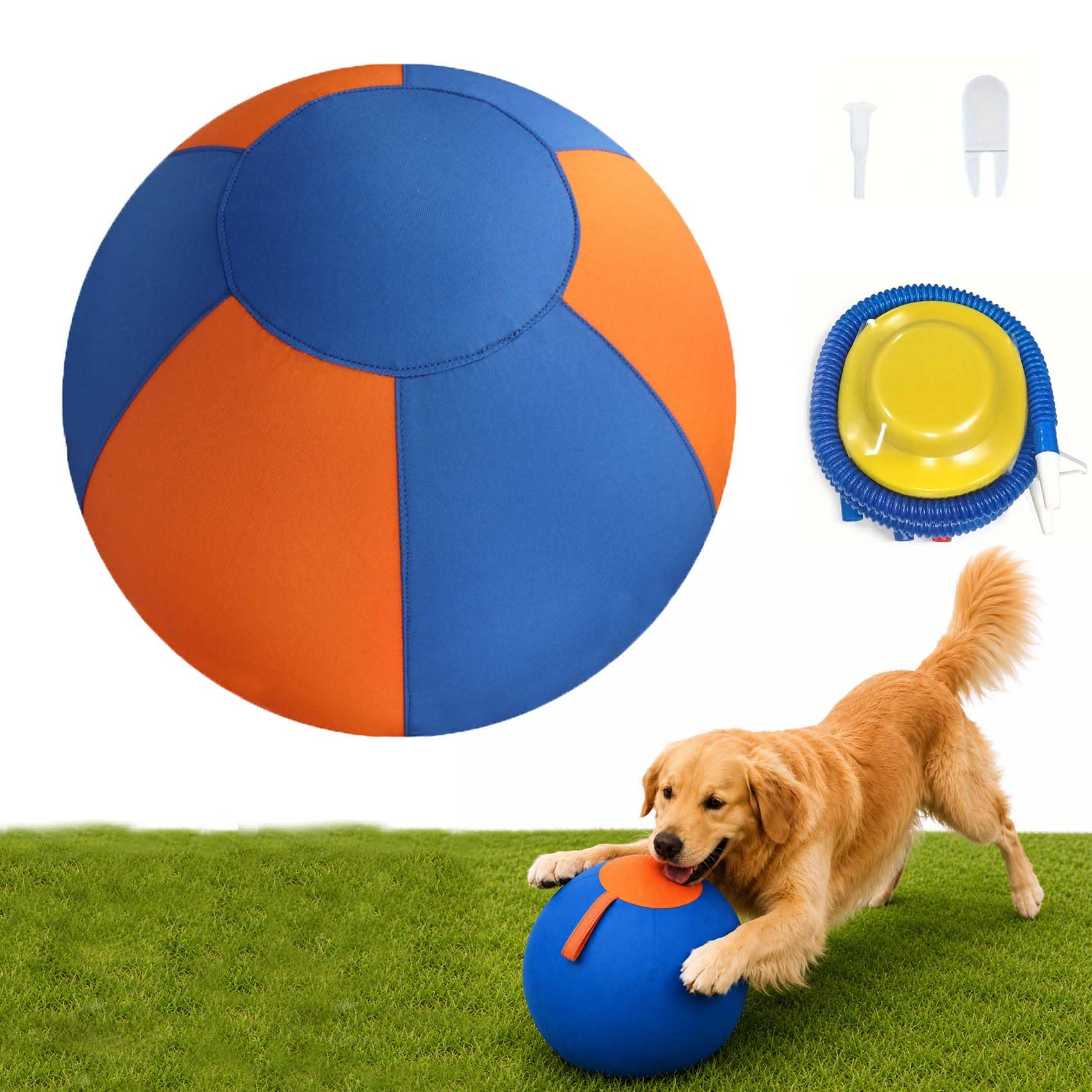 Leyof Grosse Balle pour Chien, Jouet Interactif Résistant et Facile à Nettoyer, Anti-Anxiété pour Petits, Moyens et Grands Chiens, Jeu Intérieur Extérieur, Les Comportements (Bleu orangé,65 cm)