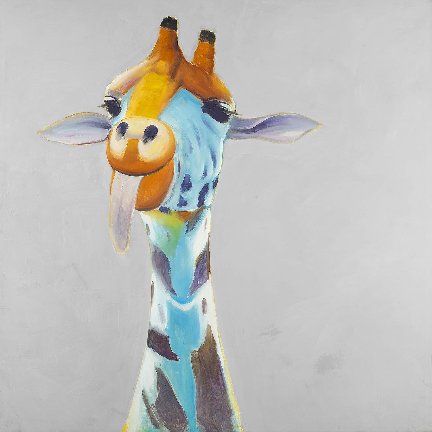 BEGIN DECO MAISON - HOME DECOR Funny Giraffe, Fine Art Gallery Wrapped Canvas 24x24