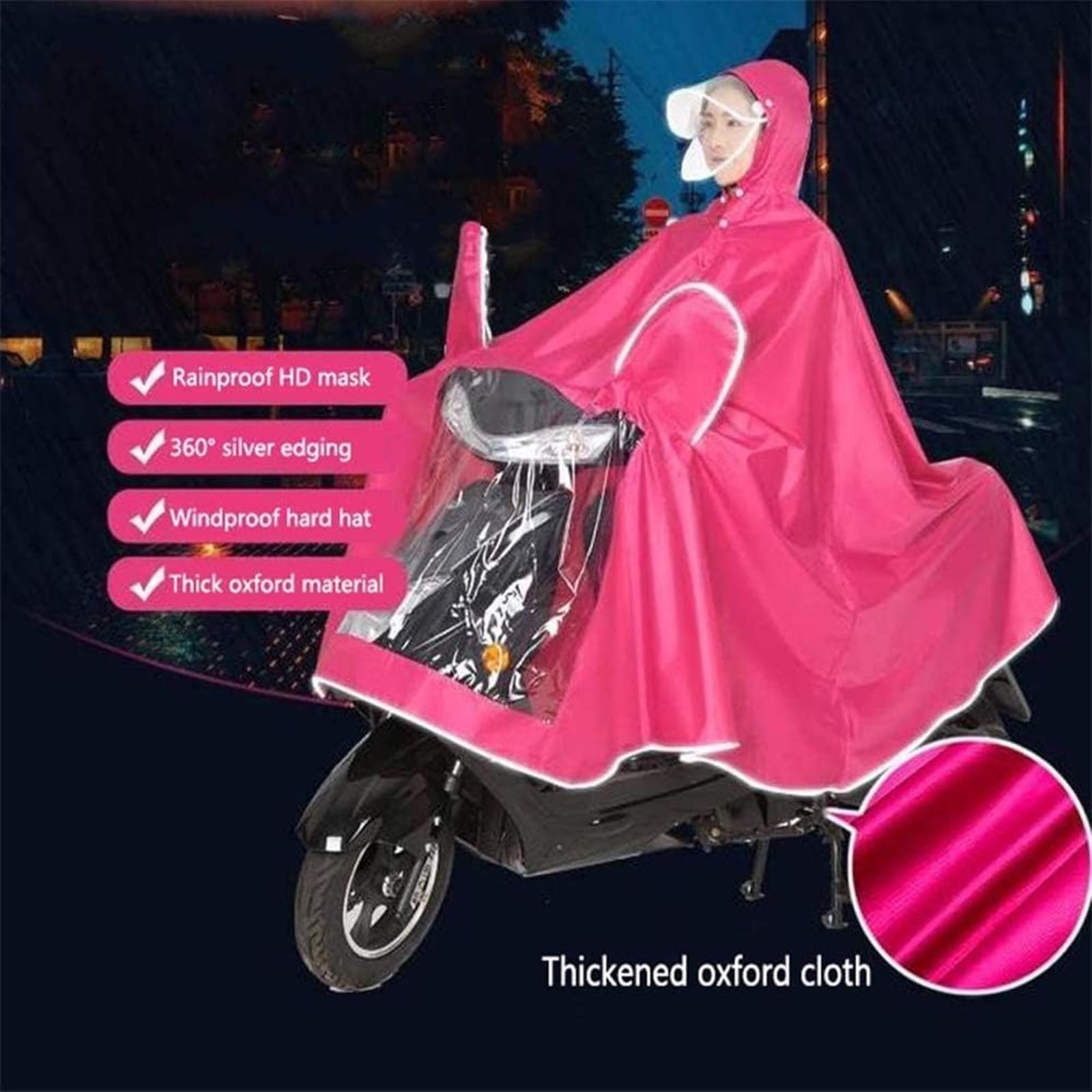 Waterproof Rain Poncho Cycling Poncho, Elektryczna hulajnoga motocyklowa duża peleryna przeciwdeszczowa, jednoosobowa motocyklowa przeciwmgielna osłona przeciwdeszczowa ze szczelinami na lusterka(Gree