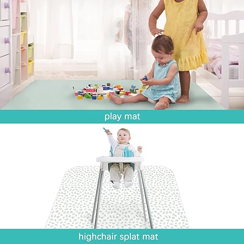 Miniatura 11 de Paquete de 2 alfombrillas para debajo de la silla alta, artes, manualidades y desorden alimentario, impermeable, 42 x 46 pulgadas, tapete Gris