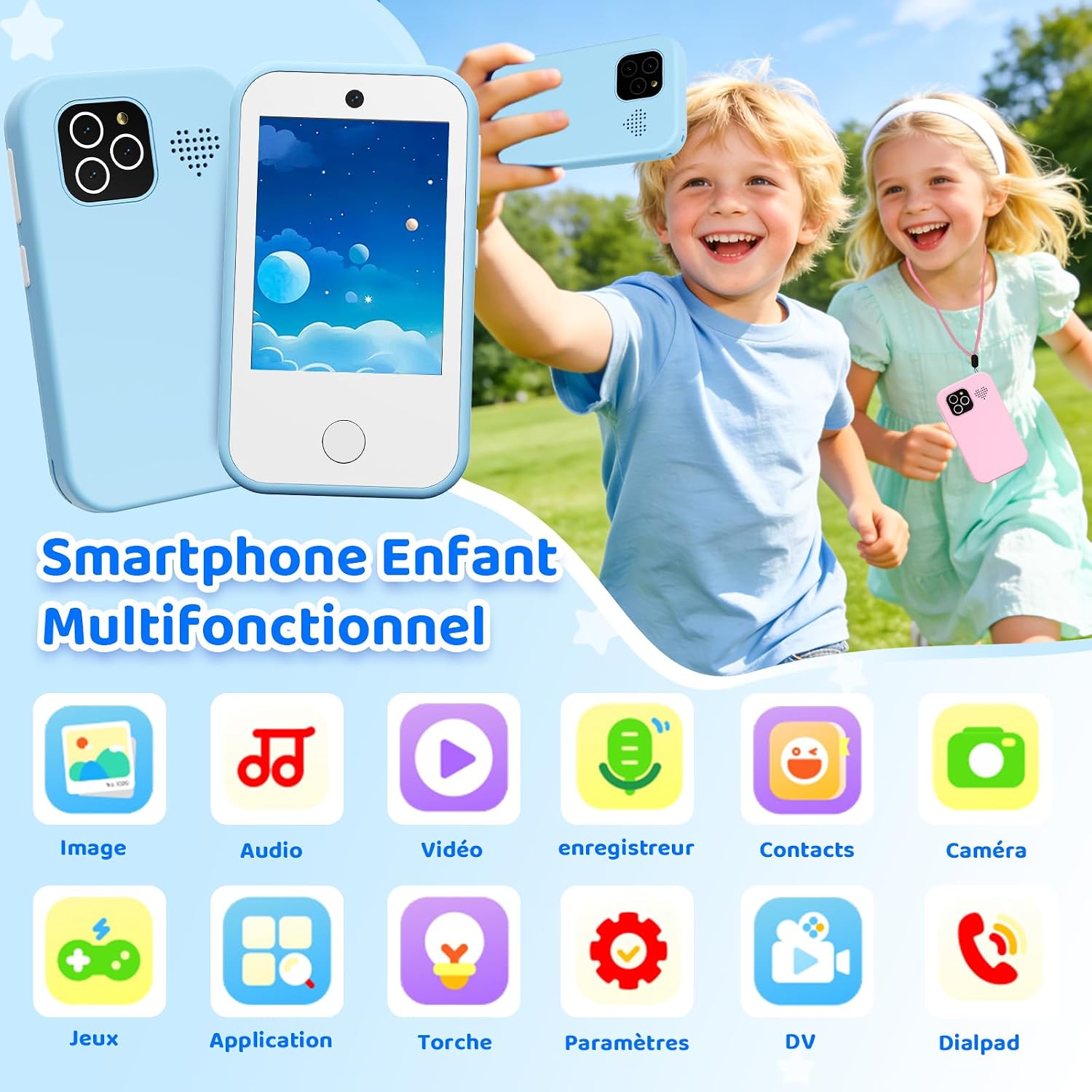 Multifunctional icons on the CHAKEYAKE 4G Kids Phone T280 screen