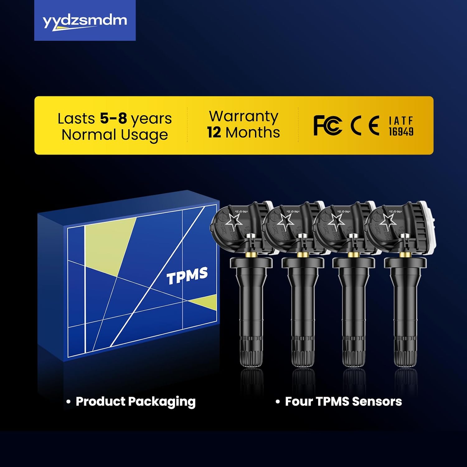 Pre-Programmed TPMS Sensor,315Mhz Tire Pressure Monitoring Sensor Compatible with:-GMC Sierra07-19/Sierra 1500 07-18/Yukon07-20/Terrain10-20/Acadia07-16/Canyon13-22 OE#13598771(Set of 4)