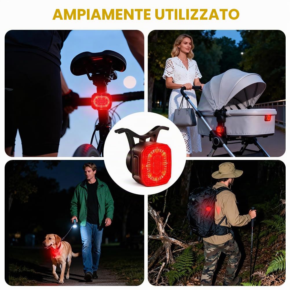 Ainiv Luci Posteriori per Bici, USB Ricaricabile, Rilevamento dei Freni, Supporti a Sgancio Rapido per Sella & Reggisella, ON/off Automatico per Bici da Strada e Mountain Bike