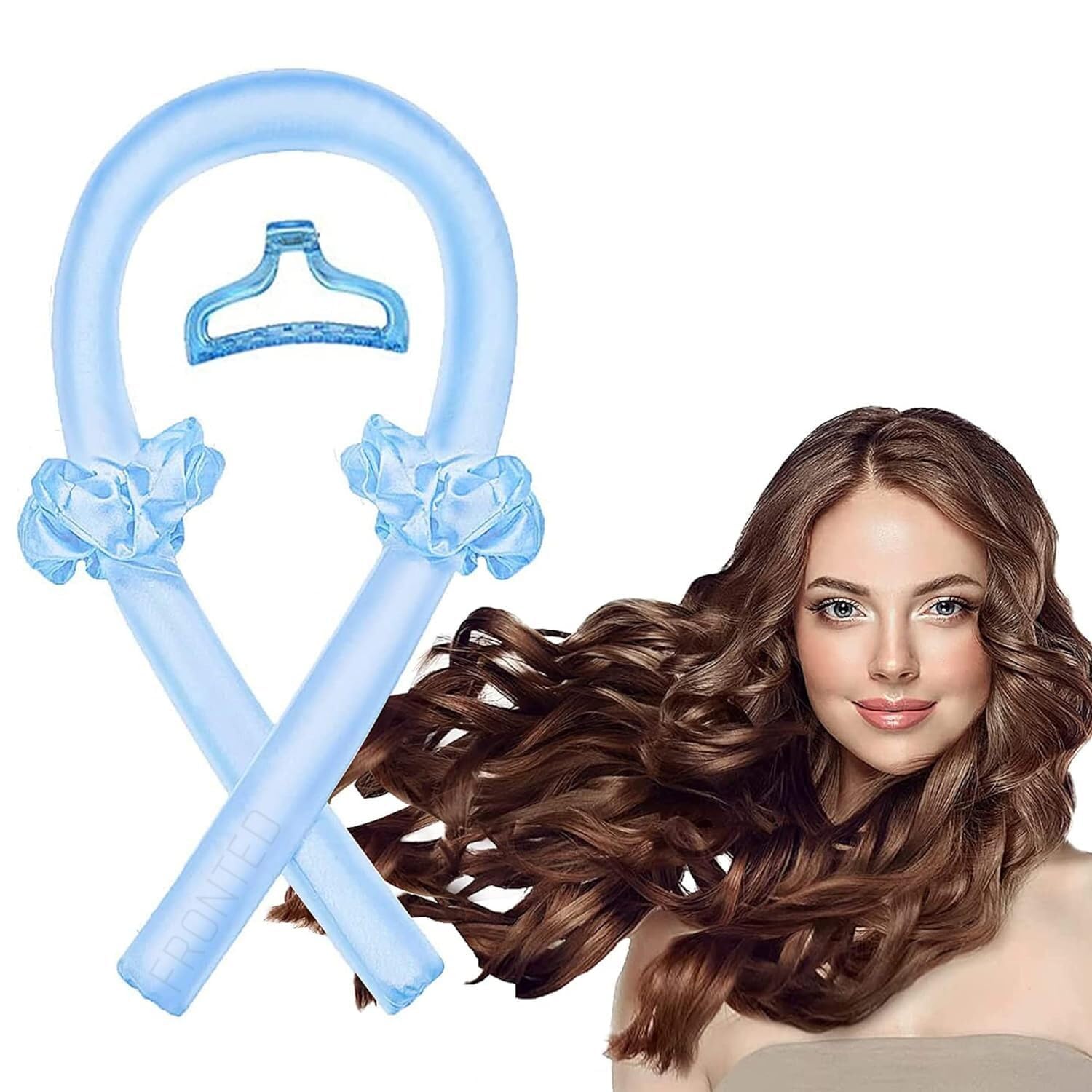 FRONTED Heatless Hair Curlers for Long Hair, Heatless Curling Rod Headband, No Heat Curlers Then You Can Sleep in Overnight, Heatless Curls Headband, Soft Foam Hair Rollers for Natural Hair (BLUE)