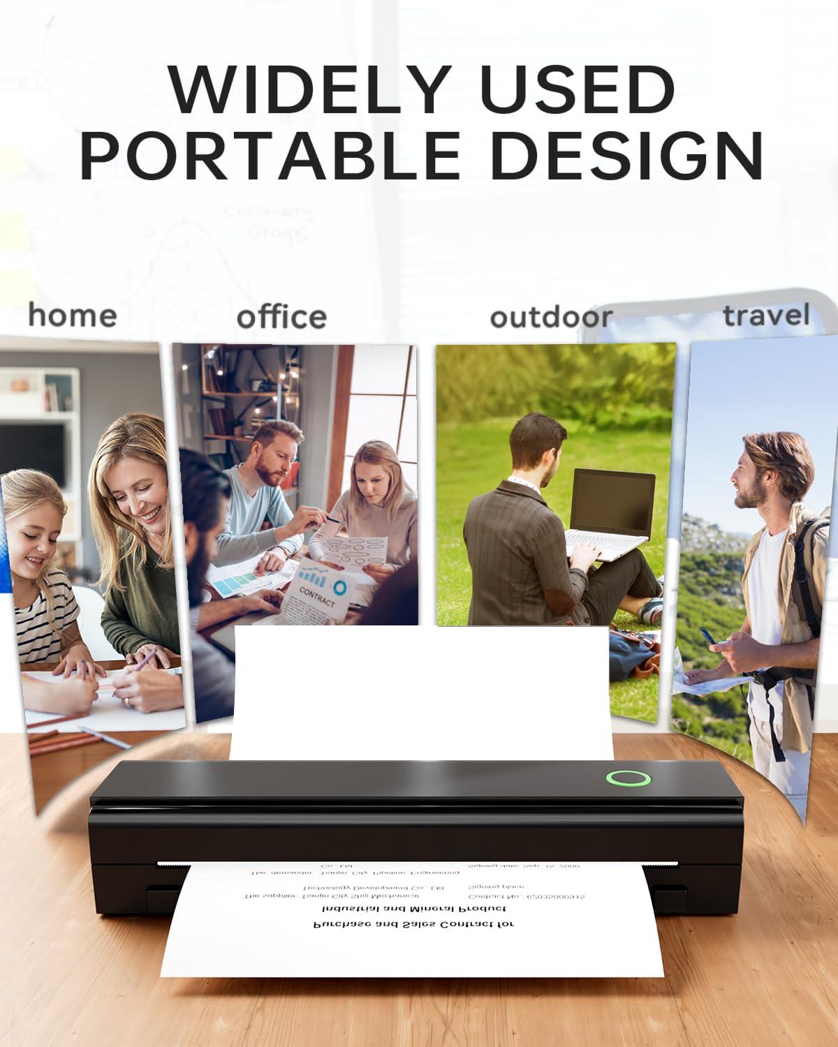 Portable Printers Wireless for Travel, N80 Wireless Thermal Printer Bluetooth Inkless Printer Support 8.5" X 11" US Letter & A4, Compatible with iOS, Android, Laptop