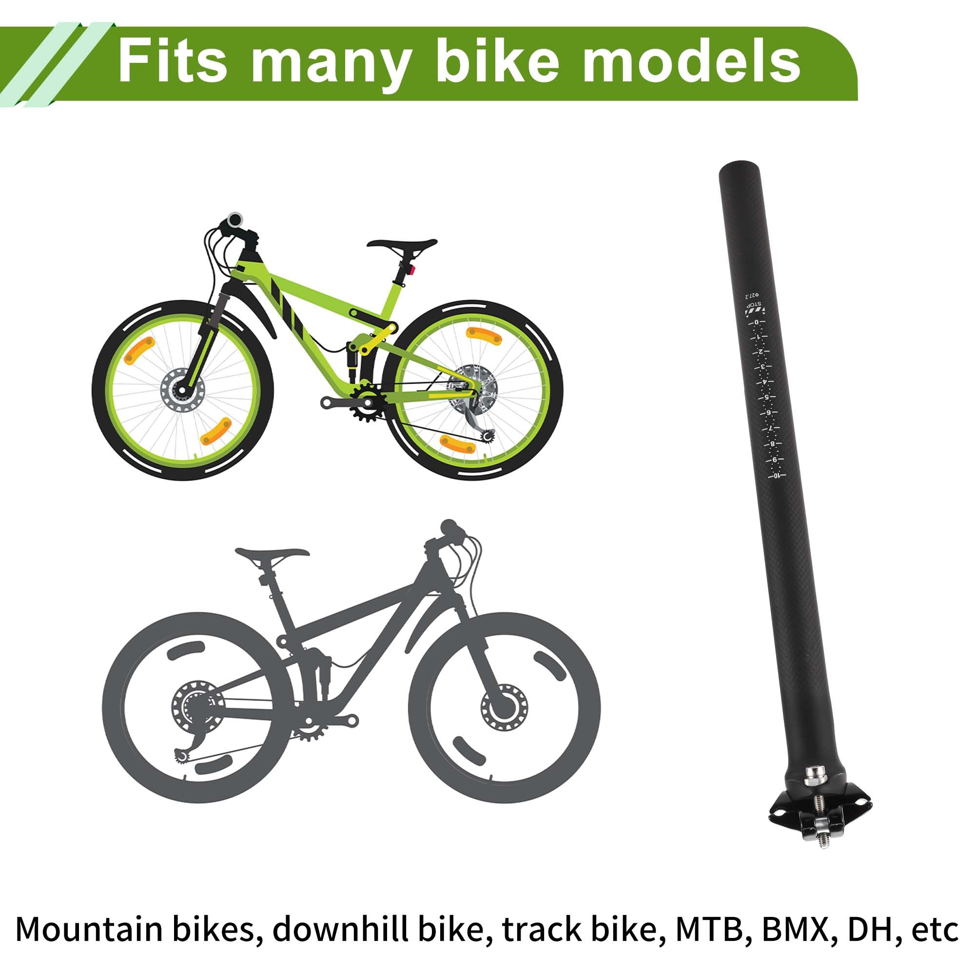 Reggisella Per Bicicletta, Carbonio, Ammortizzante, 1 Pezzo | Nero Opaco, 27,2x400 Mm, Mountain Bike, Bici Da Strada, Bici A Scatto Fisso, Bici Universali, Facile Da Installare