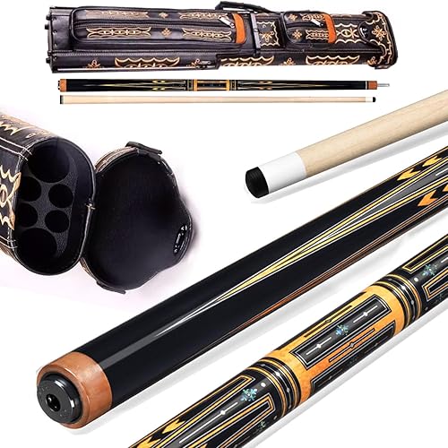 Tacos de billar profesionales 12 construcción dividida 13MM 58 pulgadas 20 oz taco de piscina con bolsa, tubo de fibra de carbono delantera (color 4)