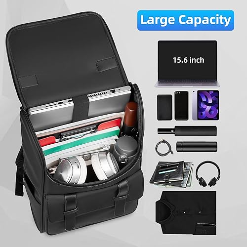 Miniatura 4 de Mochila vintage para laptop para hombres y mujeres, mochila de viaje de 15.6 pulgadas, mochilas impermeables de negocios y universidades, mochilas