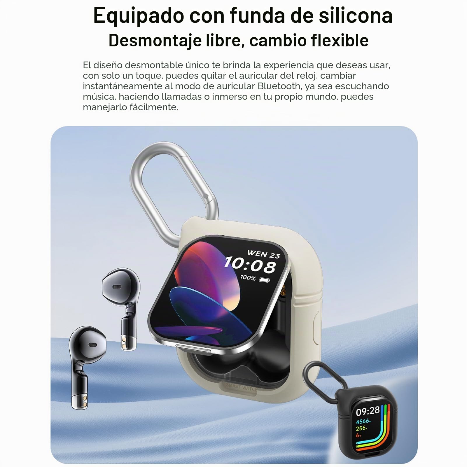 Denash Reloj Inteligente con Auriculares, Inalámbricos Pulsera de Actividad 2 en 1, 2,01 Pantalla HD, Rastreador de Ejercicios,NFC, Oxígeno en Sangre Monitor de sueño para Android e iOS