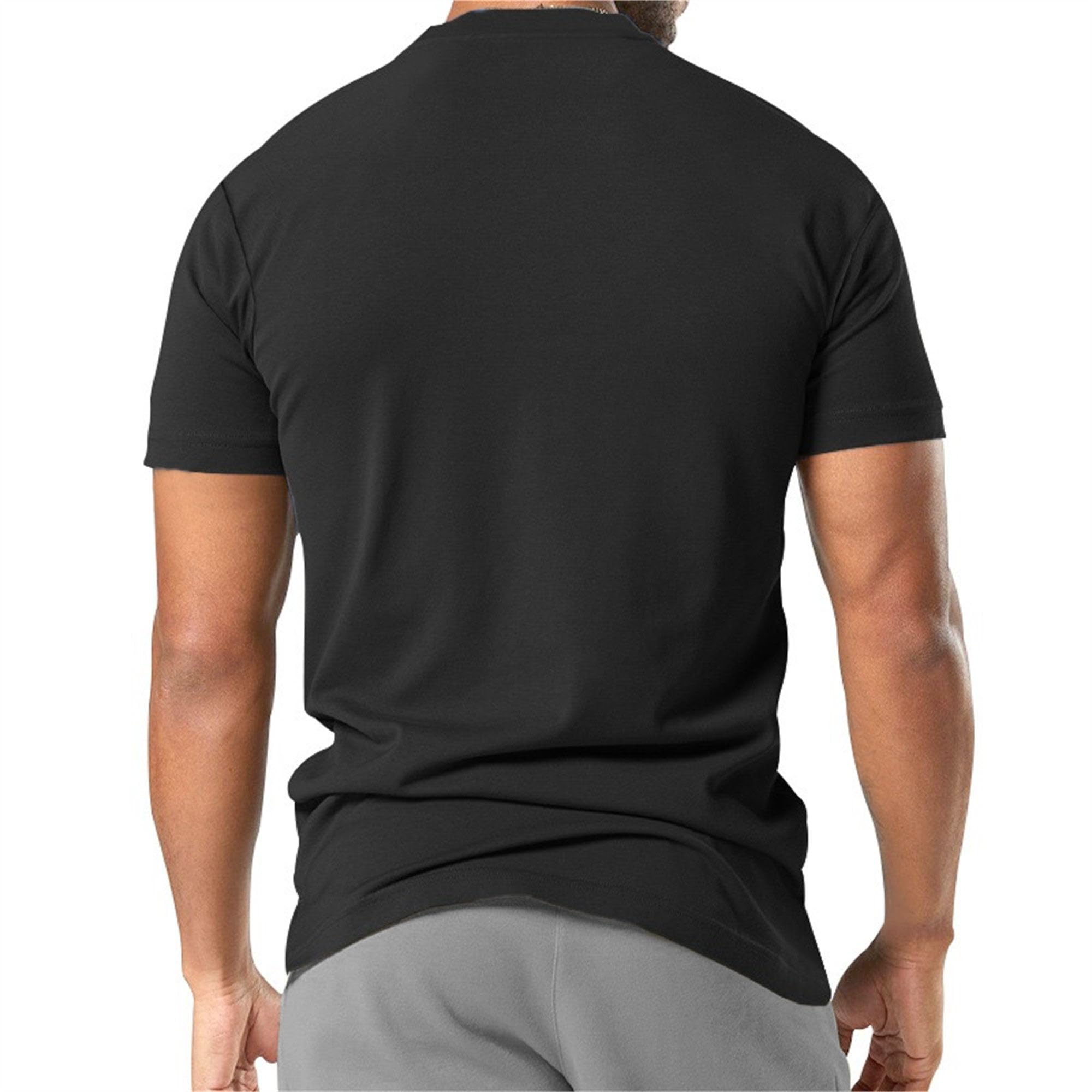 Men Classic Chest Pocket Casual T Shirt Quarter Button Business Polo Shirt Summer Loose Relaxed Fit Pullover Tops (Black,Large)