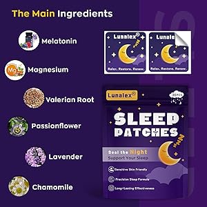 Lunalex 36ct Sleep Patches for Adults Extra Strength All Natural Nighttime Comfort with Melatonin & Magnesium, Quick-Acting & Long-Lasting