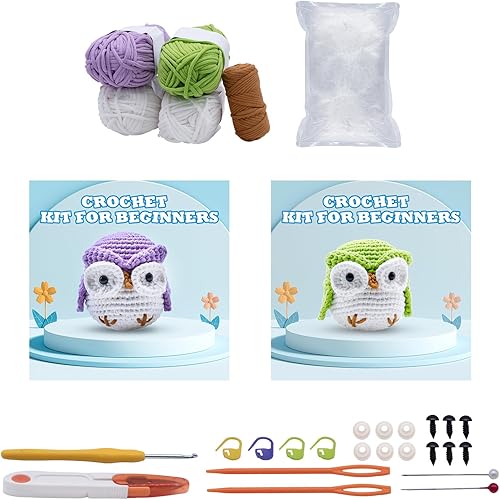 Miniatura 8 de EOKPHULL Kit de ganchillo para principiantes, set fácil de animales de ganchillo kit de tejer para adultos con videotutoriales paso a paso e