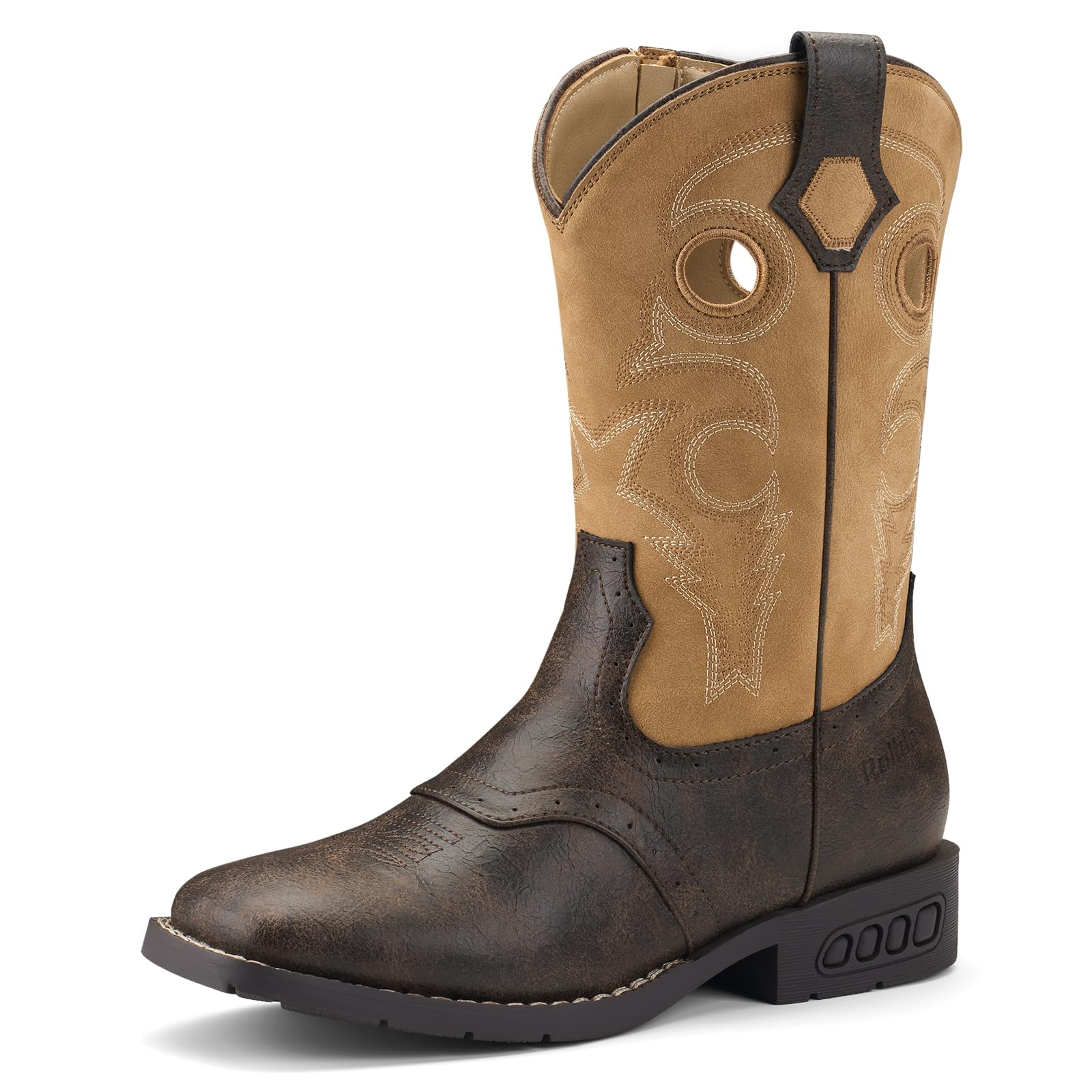 Rollda Boys Cowboy Boots Kids Western Boots Square Toe Girls Cowgirl Boots for Toddler/Little Kid/Big Kid