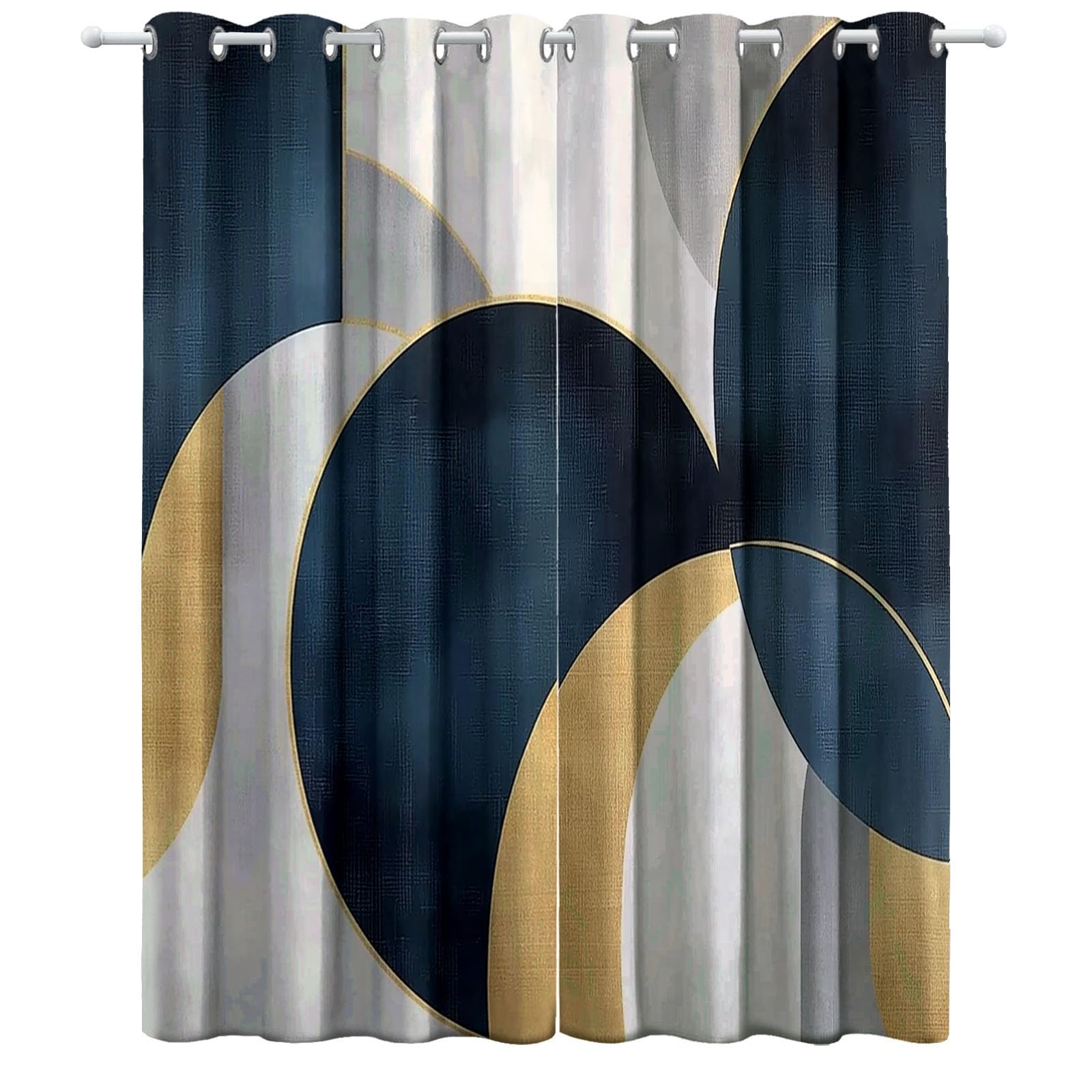 Rideaux Isolants 110L X 215H cm (2 Panneaux), Design Cercles Abstraits Modernes, Tenture Opaque Anti-Chaleur pour Chambre Principale, Marine