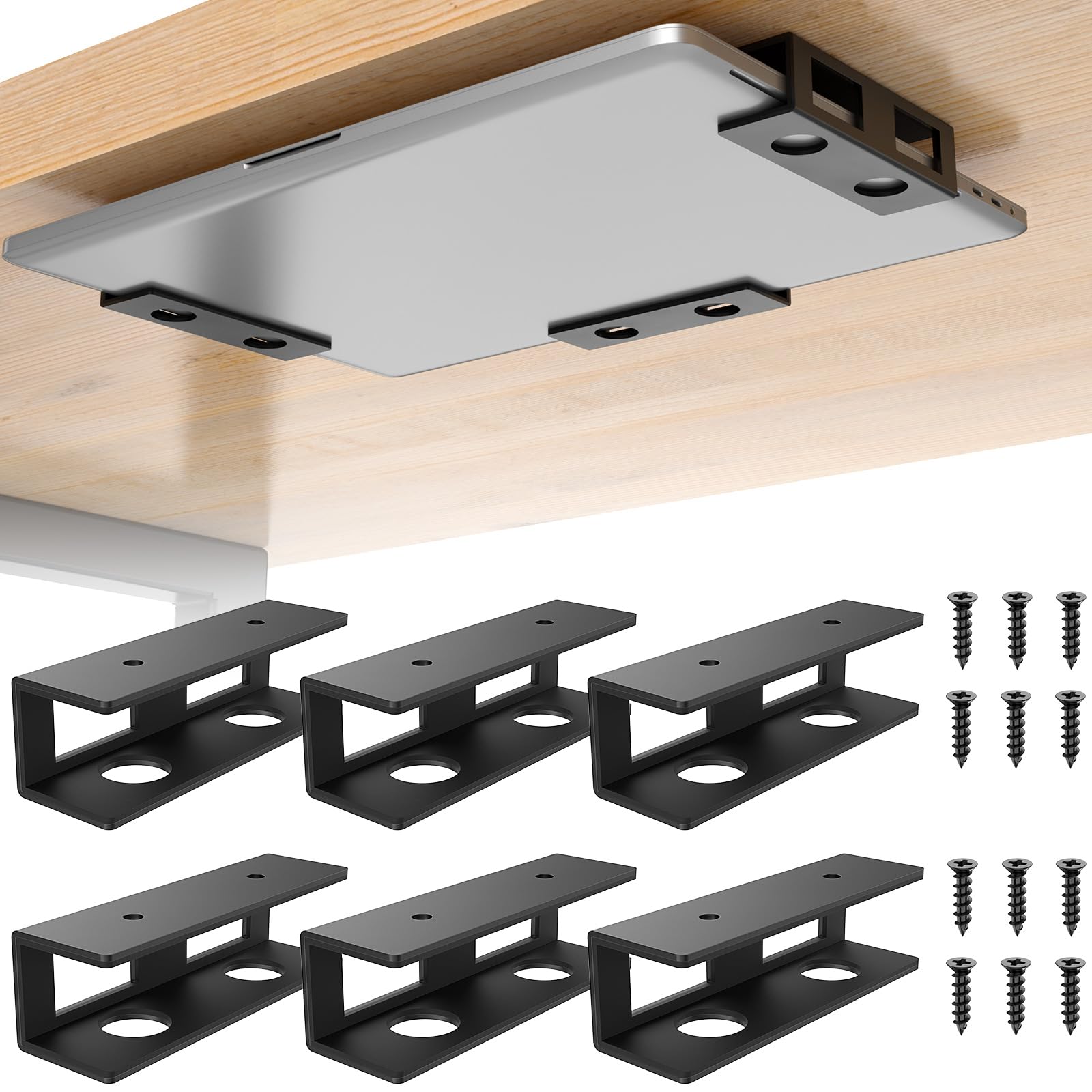 Confezione da 2 supporti da scrivania per laptop con pannello in feltro antigraffio, larghezza regolabile, supporta laptop fino a 13,6 kg e 3 cm di spessore