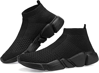 Santiro Men's Running Shoes Breathable Knit Slip On Sneakers Lightweight Athletic Shoes Casual Sports Shoes