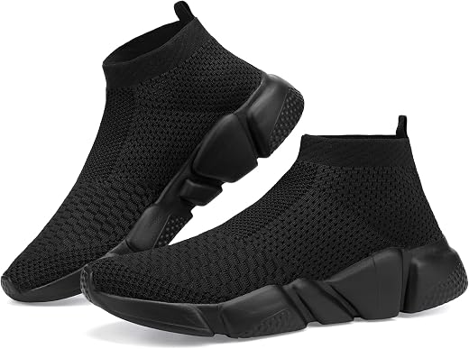 Santiro Men's Running Shoes Breathable Knit Slip On Sneakers Lightweight Athletic Shoes Casual Sports Shoes